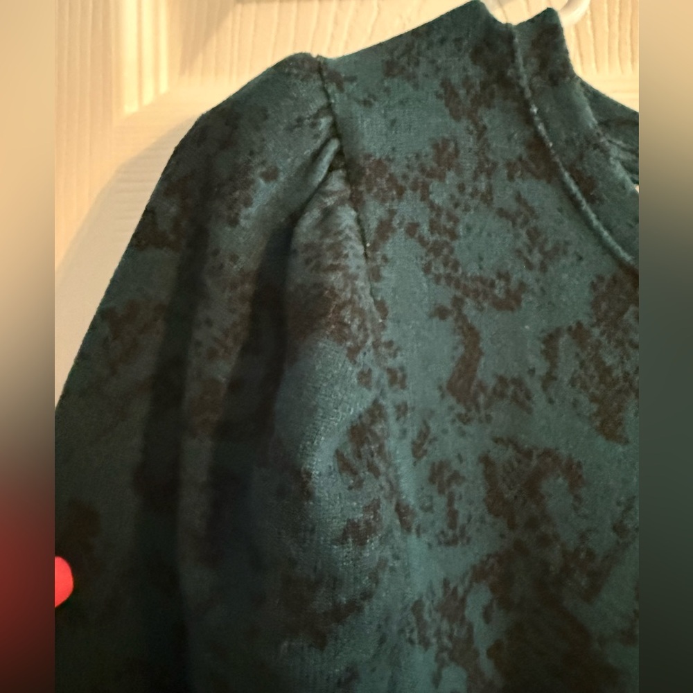 Nine West Teal Patterned Long Sleeve Dress - Picture 4 of 5